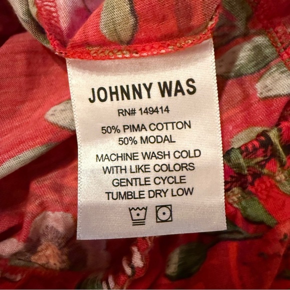 Johnny Was Pants Women's Sz Small Red Floral Rabbit Print High Rise Straight Leg - Picture 7 of 11